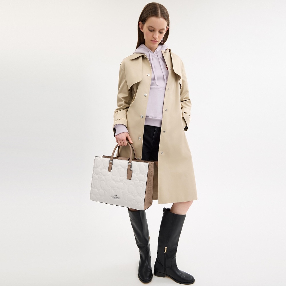 Maggie Tote Bag In Blocked Signature Leather - Picture 5 of 11